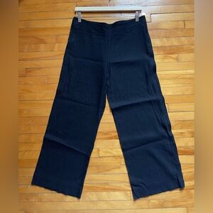 Helmut Lang navy blue wide leg crepe pants